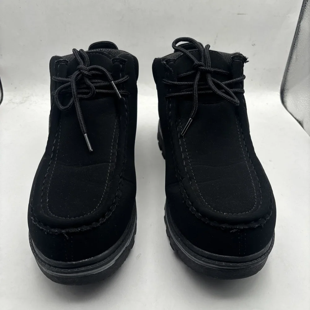 LUGZ Mens Sz 9.5 Fringe Chukka Deep Black Ankle‎ Boots Thick Tread City Preppy